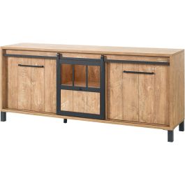 Dressoir Alva 90x207x50 cm orange teak met verlichting