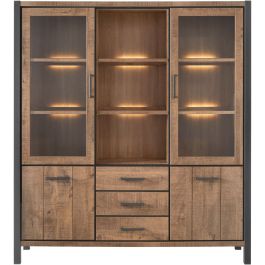 Vitrinekast Mantera 200x180x48 cm donkerbruin