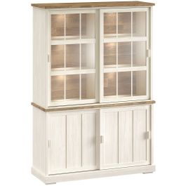 Vitrinekast Eldora 210x143x50 cm 2 glazen- en 2 schuifdeuren