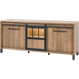 Dressoir Alva 90x207x50 cm old teak met verlichting