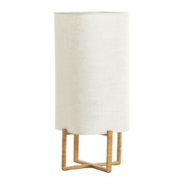 Tafellamp Islay houtlook met beige kap