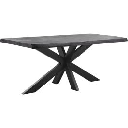 Eettafel Newhaven zwart mangohout 220x100 cm rechthoekig