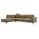 Hoekbank links Clanton bruin premium comfort met hoofdsteun