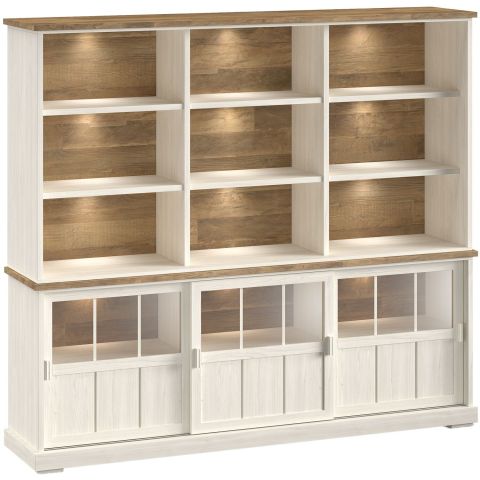 Wandmeubel Eldora 210x233x50 cm 3 glazen schuifdeuren