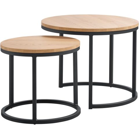 Bijzettafelset Budrio lichtbruin 45 en 60 cm rond