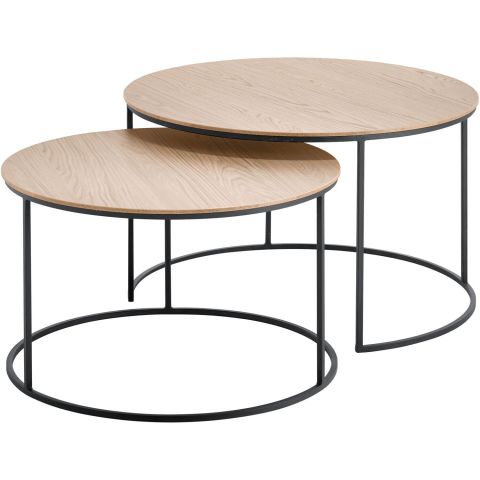 Salontafelset Ferbane misty oak 65 en 75 cm rond