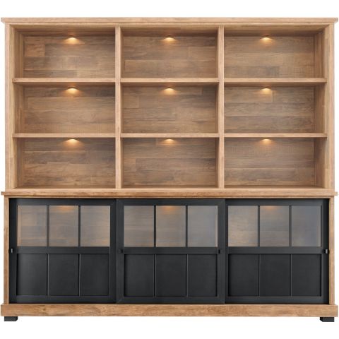 Wandmeubel Ladonia 210x233x50 cm 3 glazen deuren