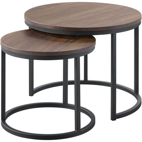 Bijzettafelset Budrio donkerbruin 45 en 60 cm rond