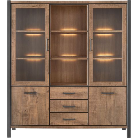 Vitrinekast Mantera 200x180x48 cm donkerbruin