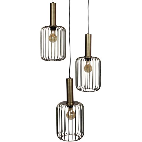 Hanglamp Bincerro brons metaal 3-lichts cluster