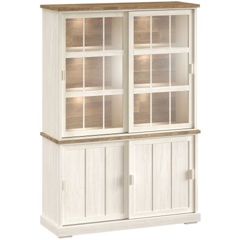 Vitrinekast Eldora 210x143x50 cm 2 glazen- en 2 schuifdeuren