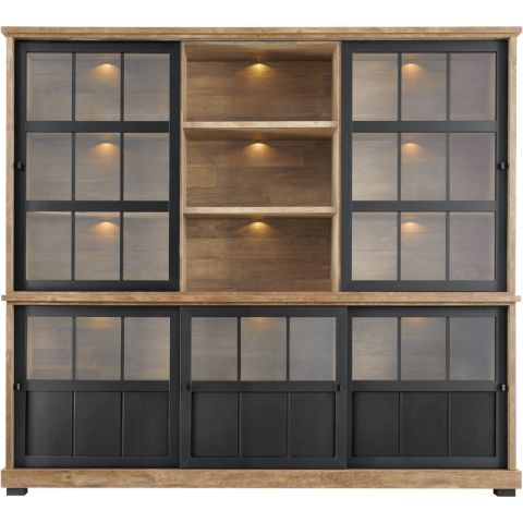 Vitrinekast Ladonia 210x233x50 cm 5 glazen schuifdeuren