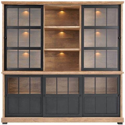Vitrinekast Ladonia 210x209x50 cm 5 glazen schuifdeuren