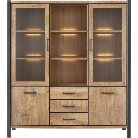 Vitrinekast Mantera 200x180x48 cm lichtbruin