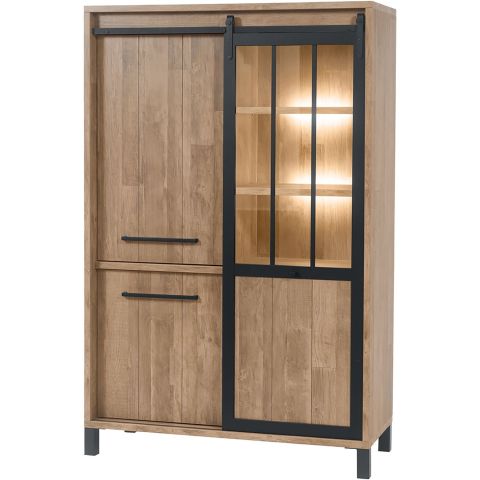 Opbergkast Alva 188x122x50 cm old teak met verlichting