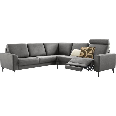 Hoekbank links Nyborg microleder antraciet relaxfunctie basic comfort