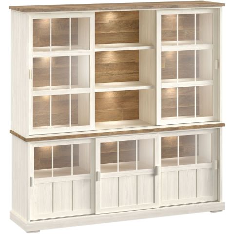 Vitrinekast Eldora 210x209x50 cm 5 glazen schuifdeuren