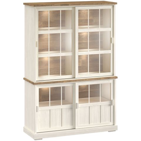 Vitrinekast Eldora 210x143x50 cm 4 glazen schuifdeuren