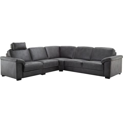 Hoekbank Candelas antraciet met hoofdsteun basic comfort