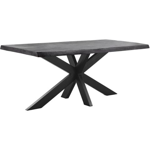 Eettafel Newhaven zwart mangohout 220x100 cm rechthoekig