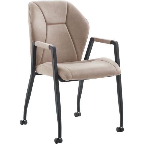 Eetkamerstoel Morada microvezel taupe met wieltjes