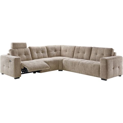 Hoekbank Moulti grijs relaxfunctie links met reflex toplaag