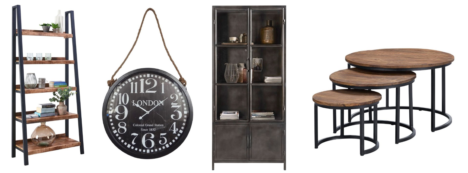 Stoere industriële meubelen en accessoires. De trend van nu!